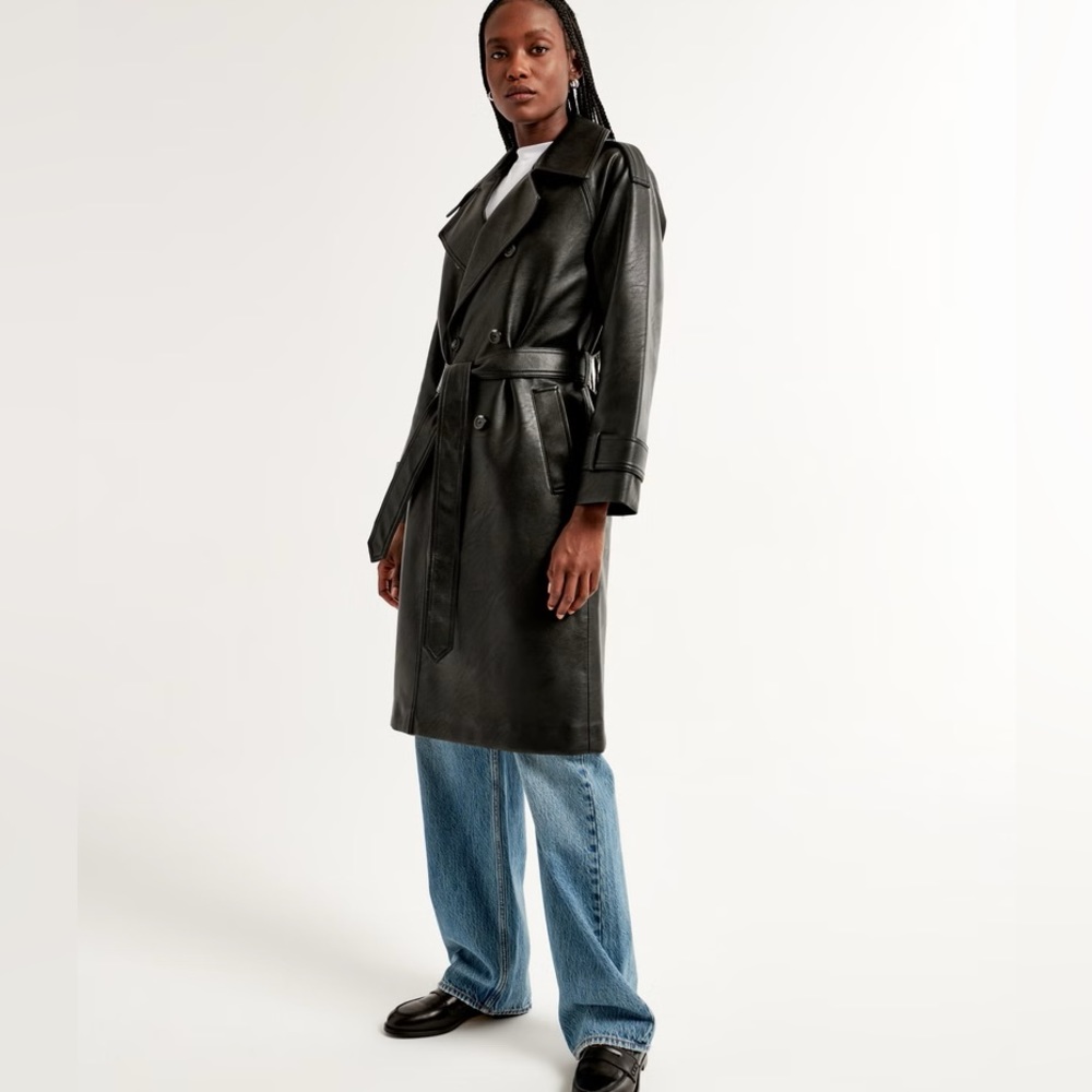Leather trench coat